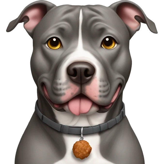  gray pitbull with meatballs on collar emoji