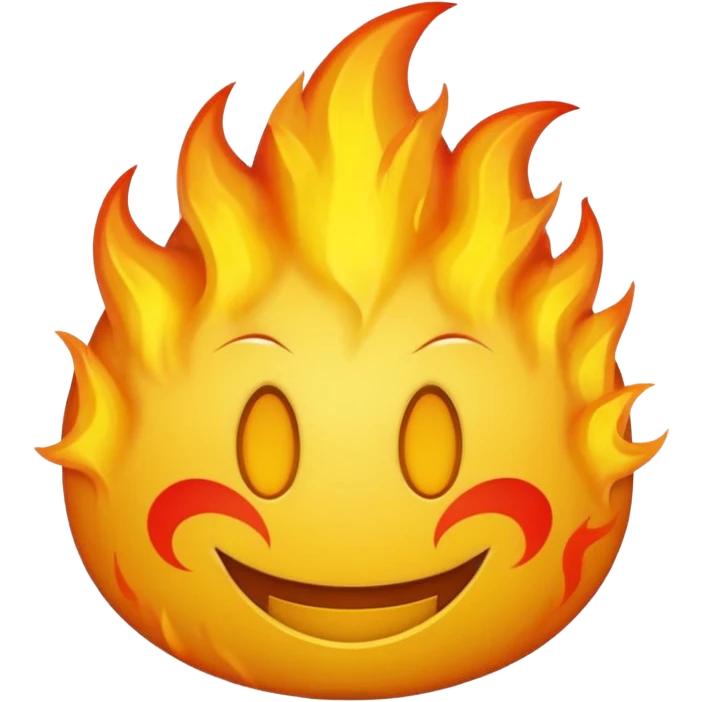 🙂🔥 cobine the two put the fire on topp of the head nothing more nothing less, stop with the ai don’t make it look like a person make it look like an yellow smiley face better emoji