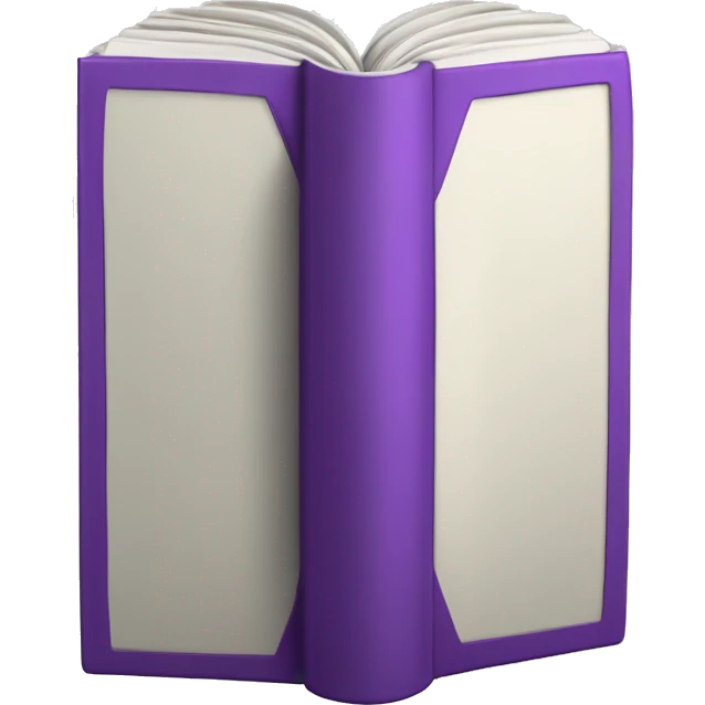 Closed book with purple cover, white pages, black spine (make it standing upright) emoji