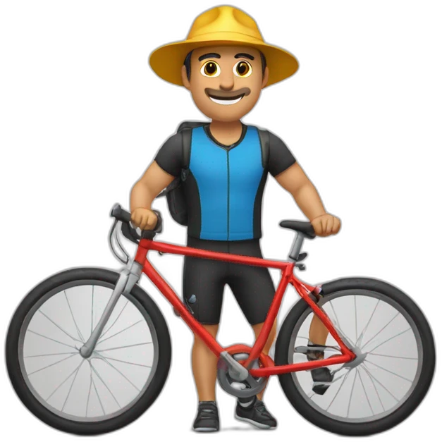 señor gordo blanco con gorra y bicicleta emoji