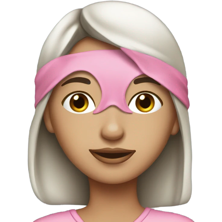 Pretty brunette with pink sleep mask emoji