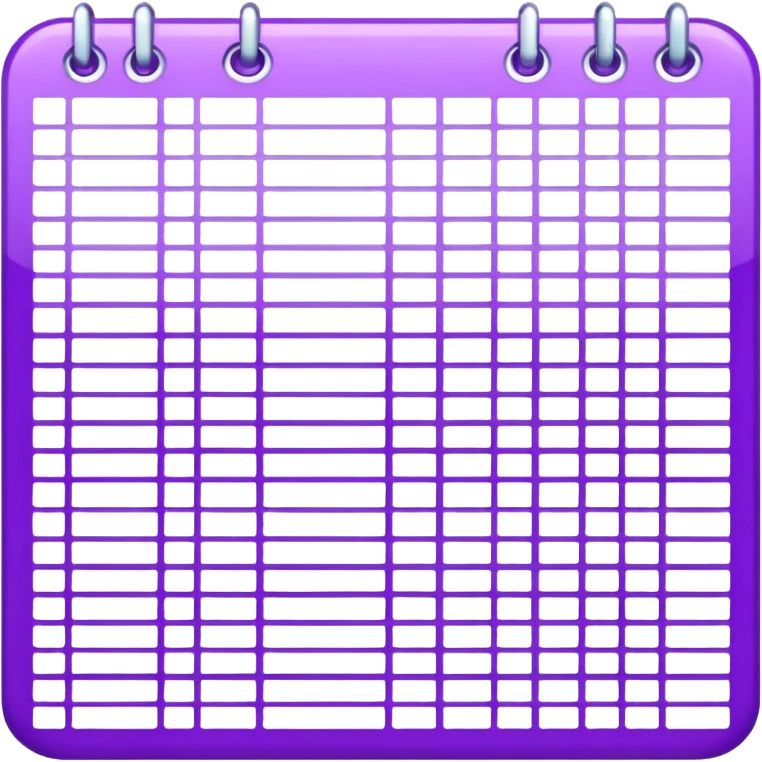 Glitter Purple and Cian spreadsheet paper list emoji