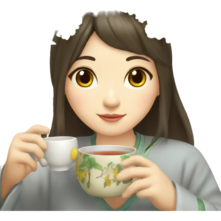 Oriental gorse drinks Chinese tea emoji