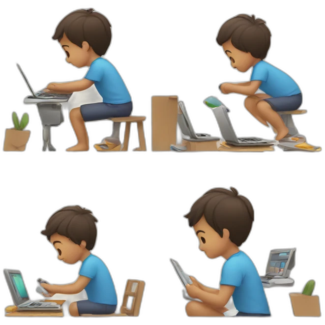 kid multitasking with 2 things at once emoji