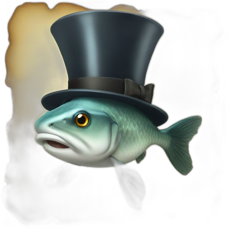Cod with a top hat emoji