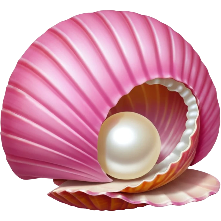 Pretty Pink shell with pearl inside the open hinged shell emoji
