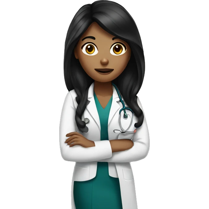tan girl doctor with long black hair  emoji