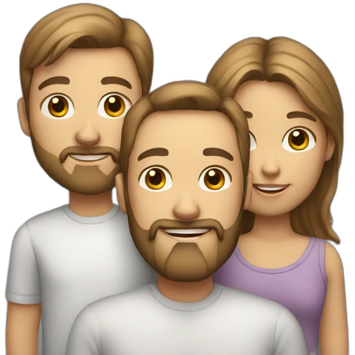 White Father with beard and 3 kids (Male teenager, young female, young male) emoji