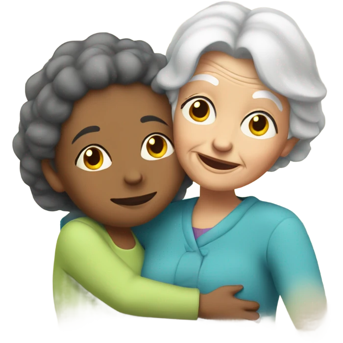 Grandma huggings with a girl emoji