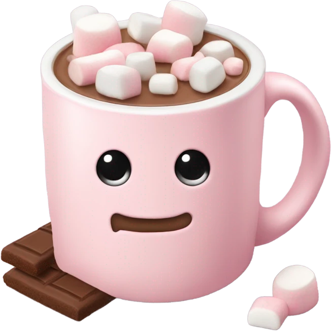 Light Pink mug of hot chocolate with marshmallows  emoji