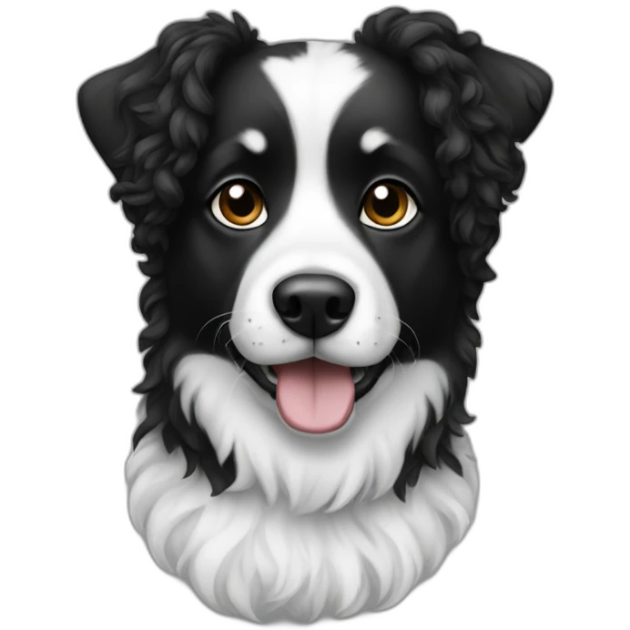 dog-with-curly-fur-in-black-and-white emoji