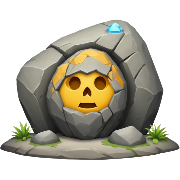 A BOULDER in front of a tomb emoji
