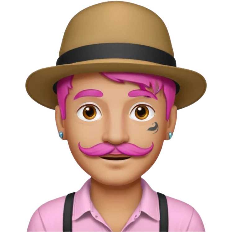 pink haired man and face tattoos and hat and mustache emoji