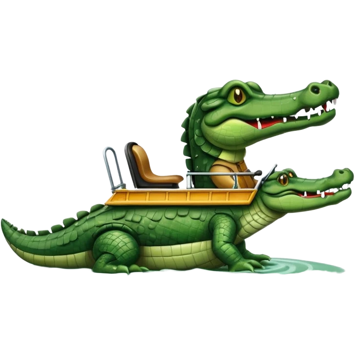 An alligator riding an airboat emoji