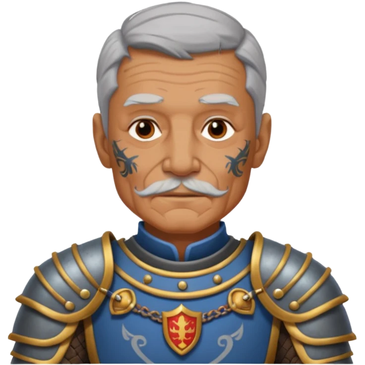 elderly tattooed knight, tattooed shoulder emoji