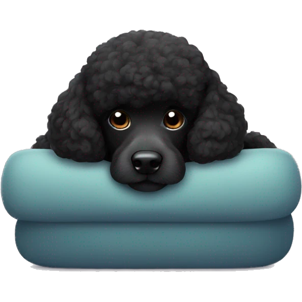 Black poodle sleeps emoji