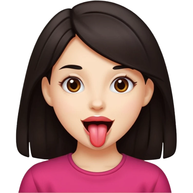 dark hair girl tongue out super happy emoji