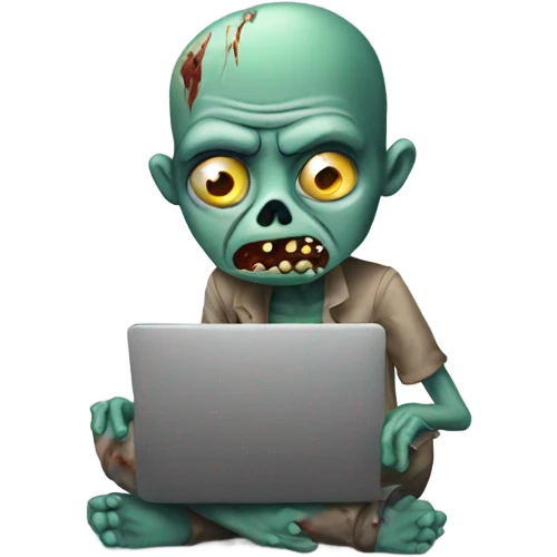 Zombie sitting with laptop emoji