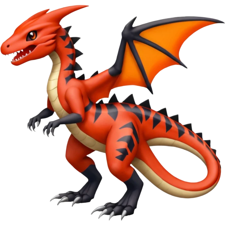 Blood-patterned scale-marked Meloetta-Garchomp-Guilmon-Pokémon-Fakémon-fusion-hybrid-creature emoji