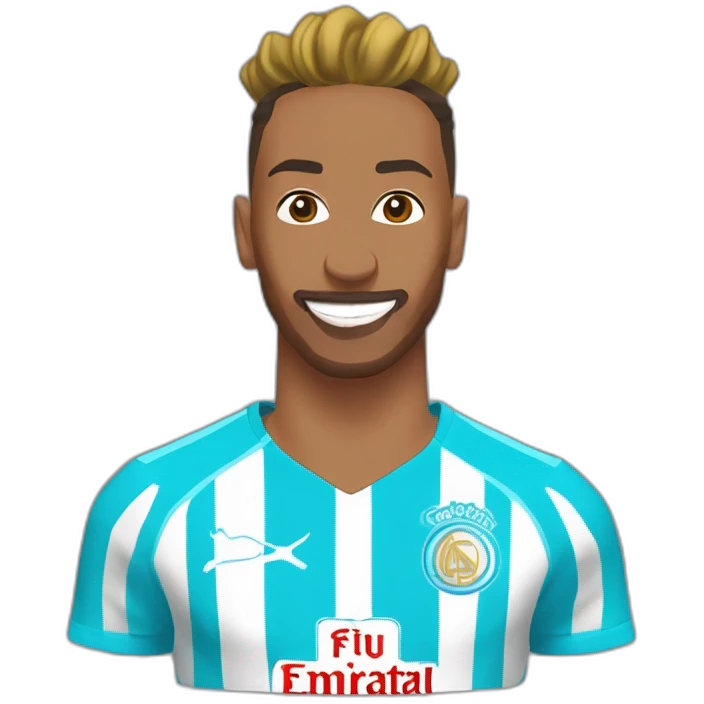 Pierre-Emerick Aubameyang with the Olympique de Marseille football shirt emoji