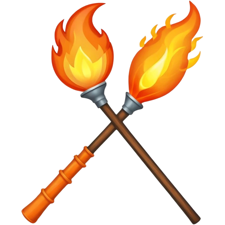 pitchfork and a torch crossing each other to make an x emoji