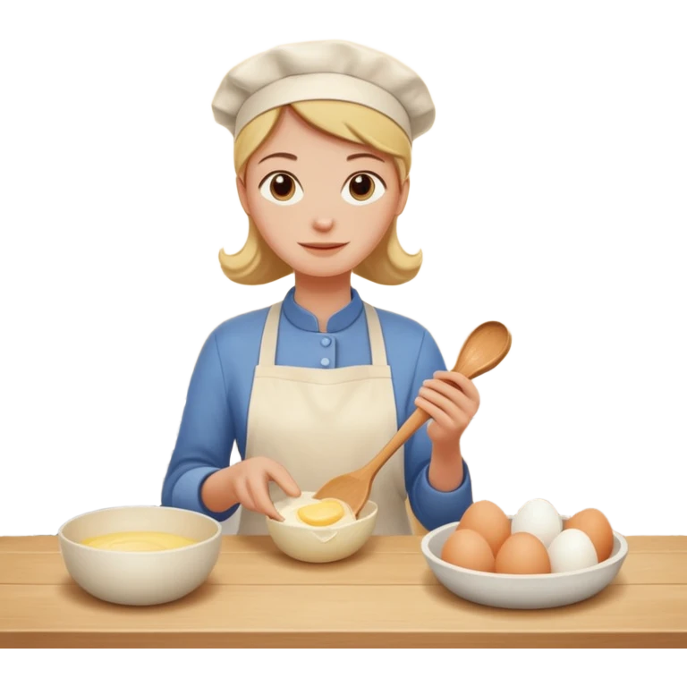 A carton of eggs, butter and a cream ceramic baking bowl with a wooden spoon in it emoji
