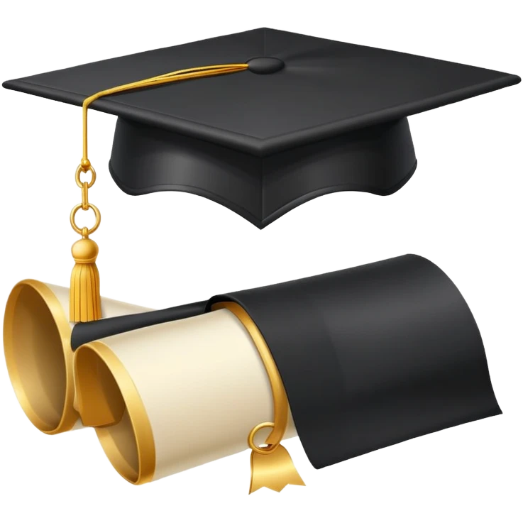 Graduation cap with diploma and honor roll medal emoji