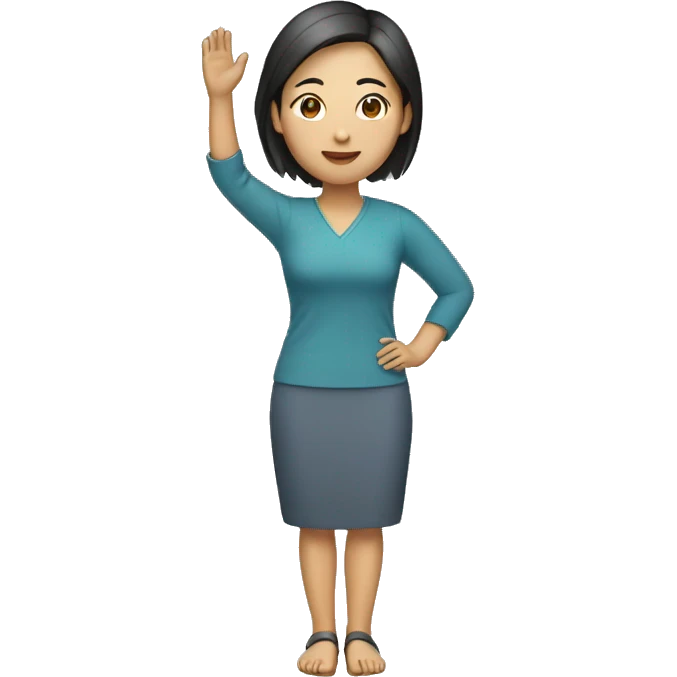 Asian woman (full-body) (one arm raised) emoji