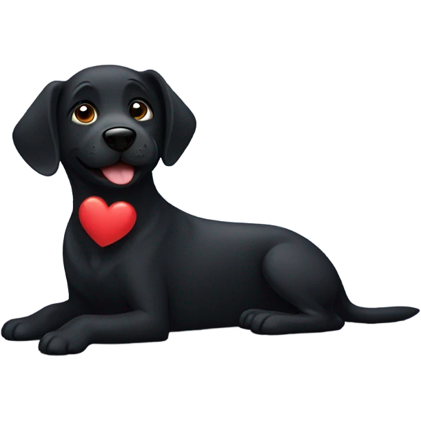 Black dog in love emoji