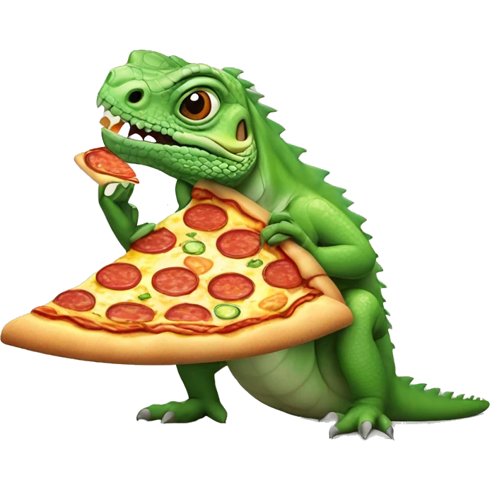 Iguana eating a pizza emoji