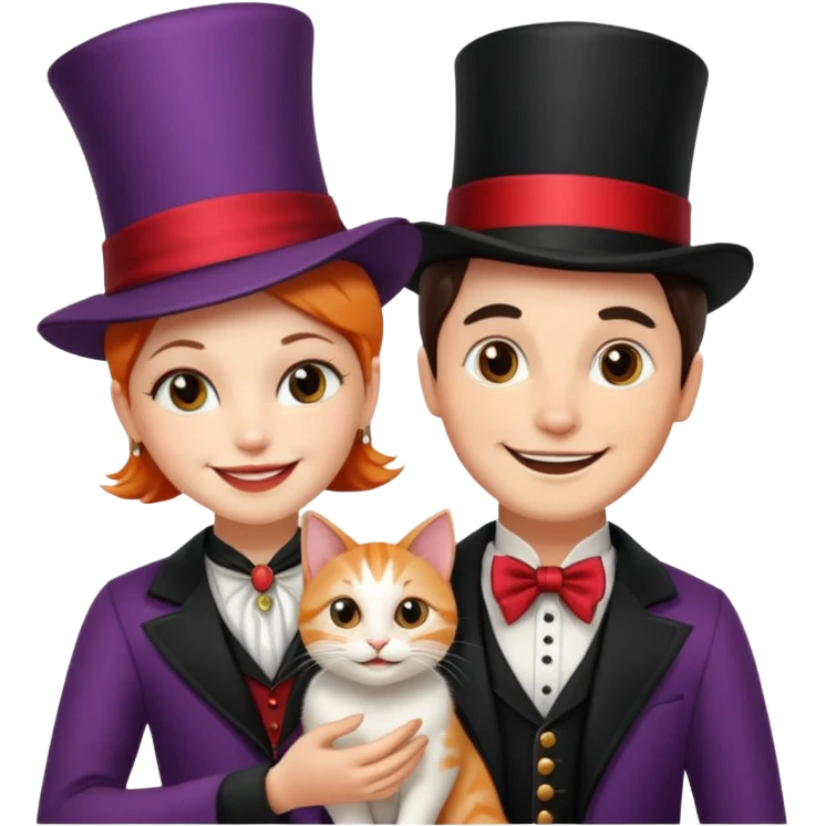 magician couple and their pet cat emoji