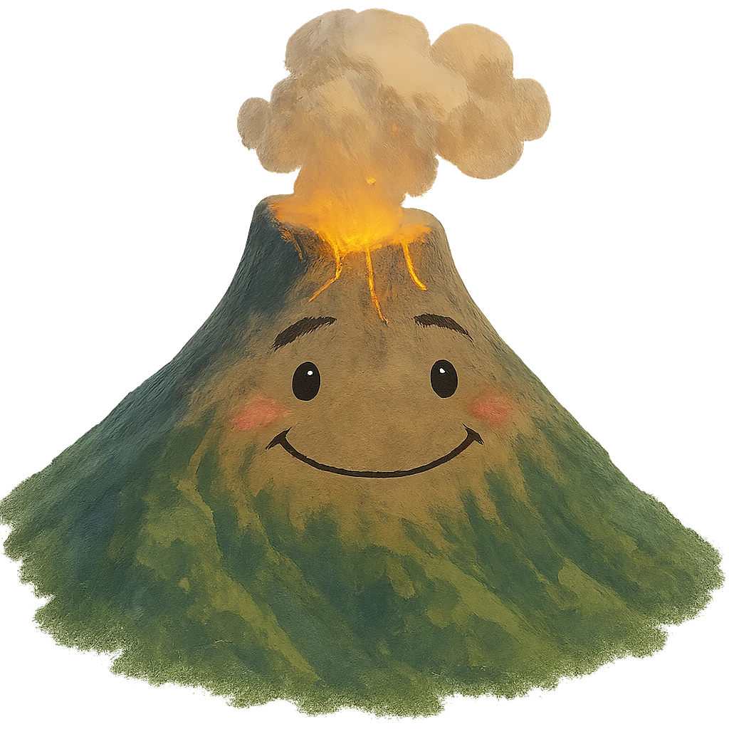 ghibli style smiling volcano emoji