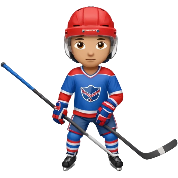 Hockey Player in red and blue emoji