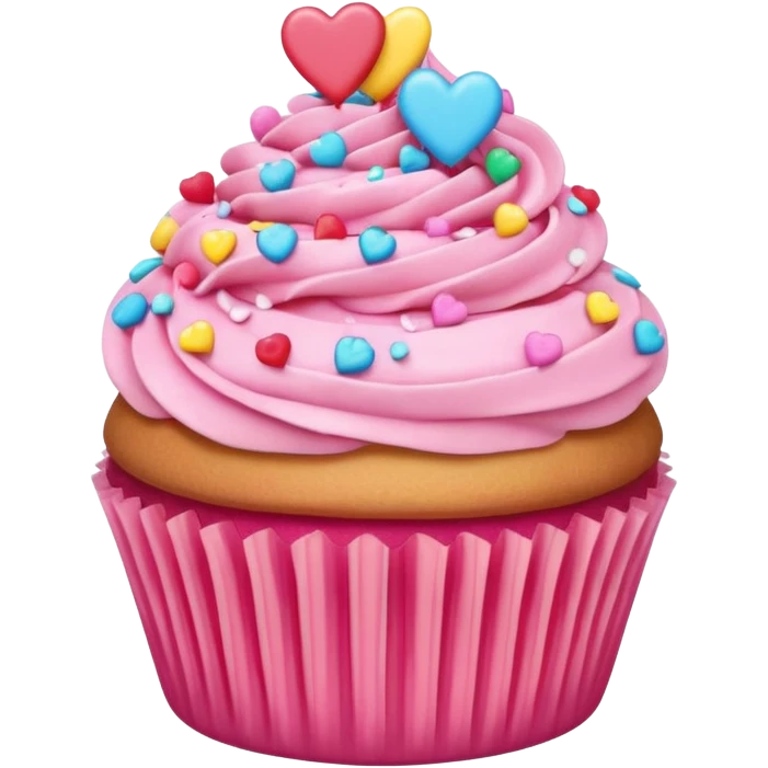 pink and rainbow cupcakes, pink hearts emoji
