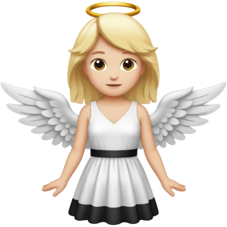 Créé un emojis avec une tenue complète d'ange blanc et des ailes noir de demon emoji