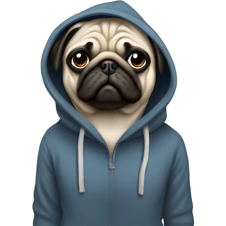 Pug wearing hoodie emoji