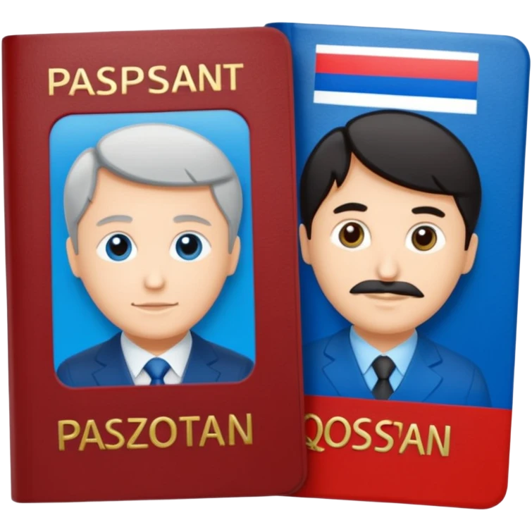 two passports, Russian and Qazaqstan emoji