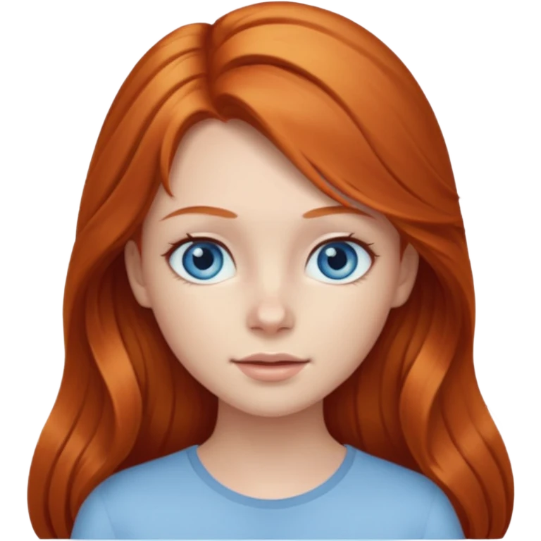 Ginger head girl with long hair and lightblue eyes emoji