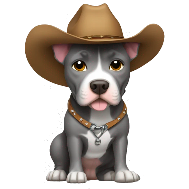 gray pitbull wearing cowboy boots emoji
