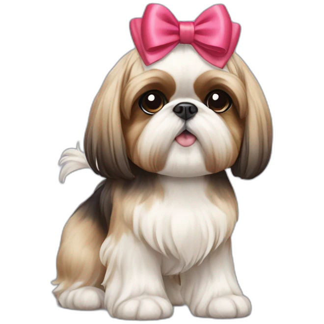 Dog Shih Tzu with a bow on head full-body emoji