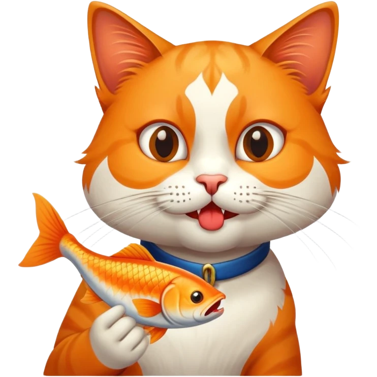 funny Thai cat eating fish emoji