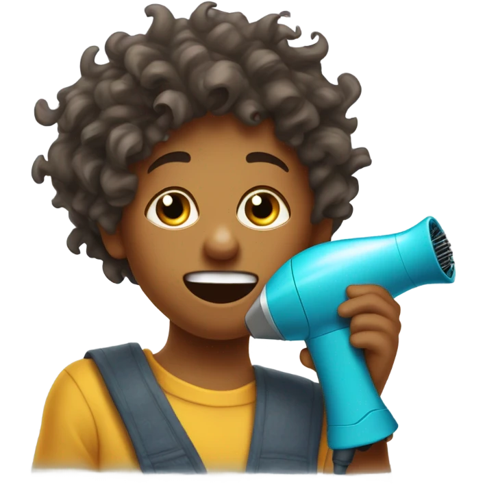 Little kid dries wet sail with hair dryer emoji