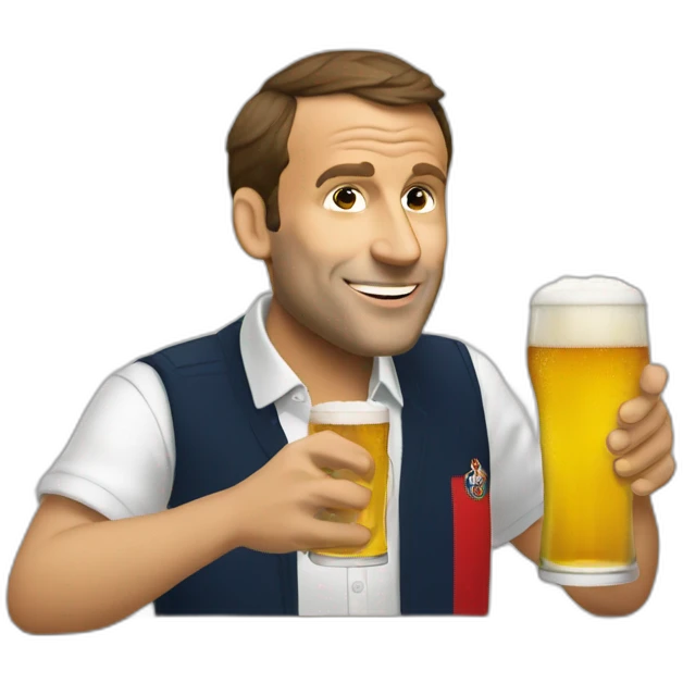 Macron drinking beer emoji