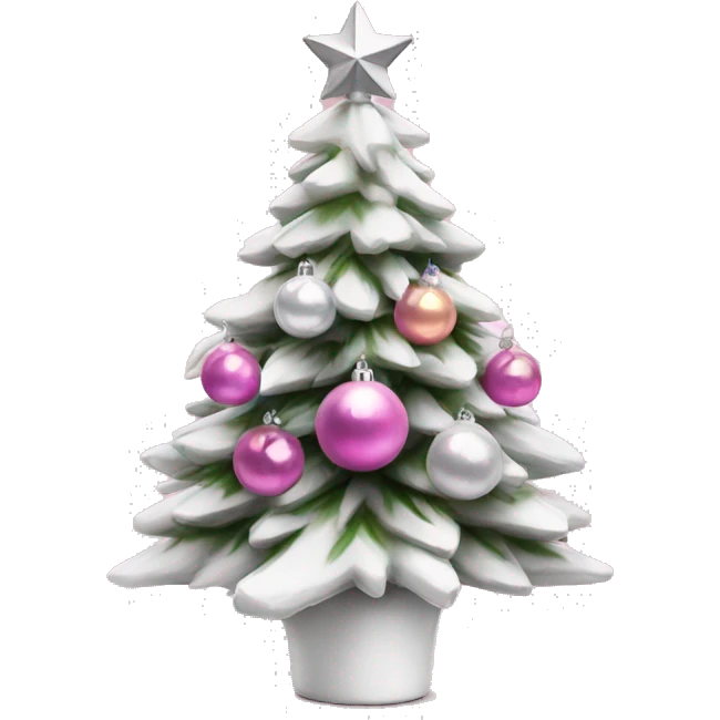 Mini white Christmas tree with pink and silver ornaments emoji