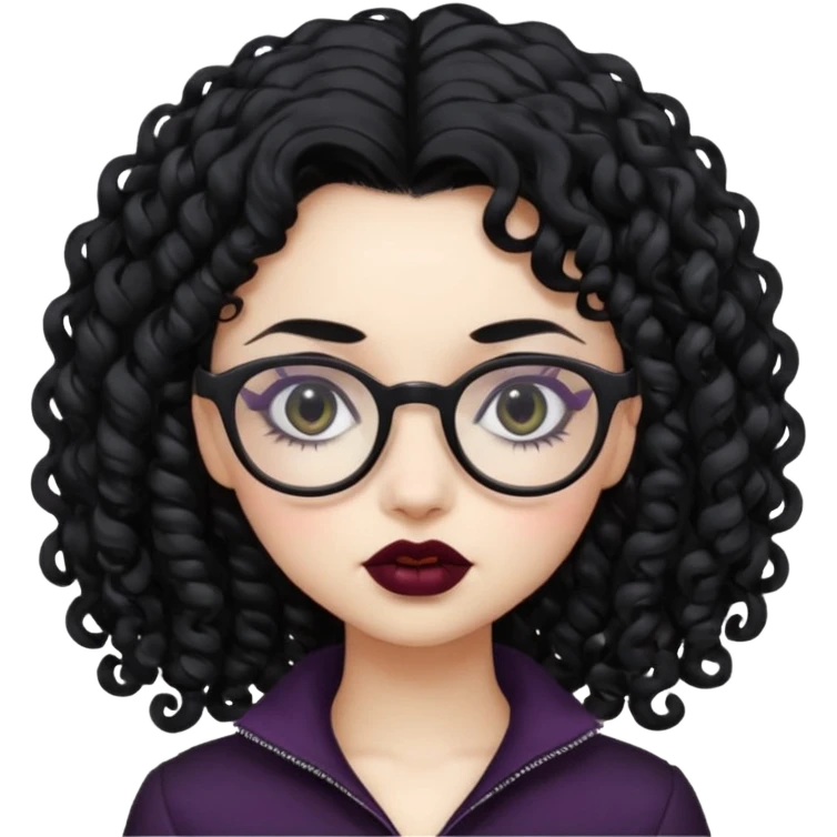 curly gothic girl with glasses emoji