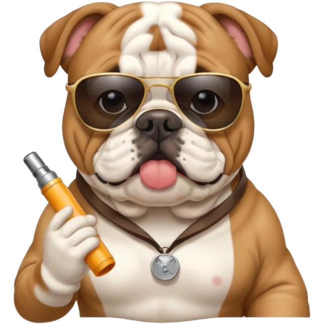 english bulldog tour guide with a whistle and sunglasses emoji