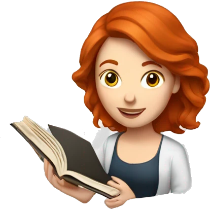 Redhead woman with book emoji