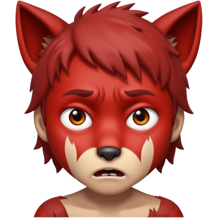 Wolf Boy Red Scared emoji