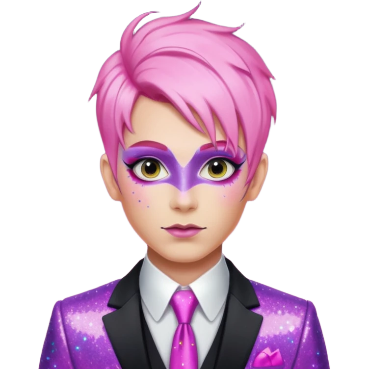 pink hair drag king fabulous makeup with glitter emoji