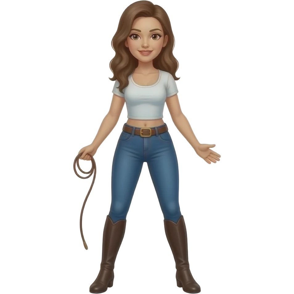woman in two tone jodhpurs with a whip standing with her legs apart emoji